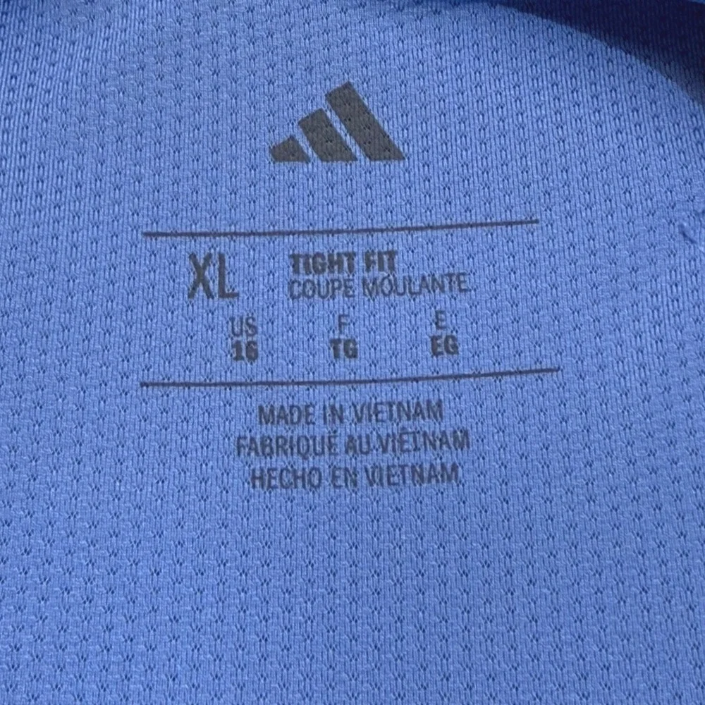 Adidas Girls XL 16 Melange Athletic Training Tank Top Blue Heather Tight Fit NEW